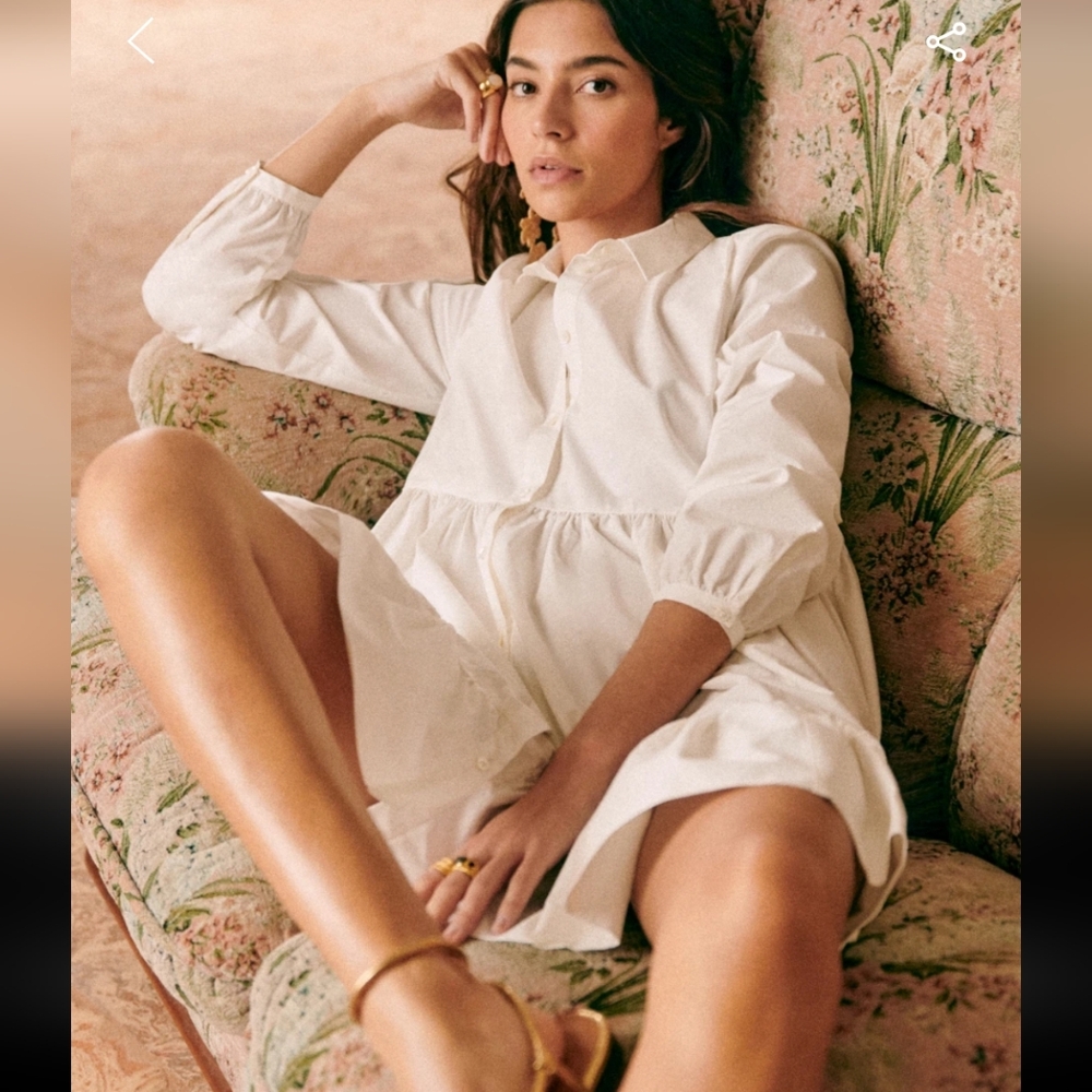 Sezane Hilma White 100% Organic Cotton Dress - Picture 3 of 6